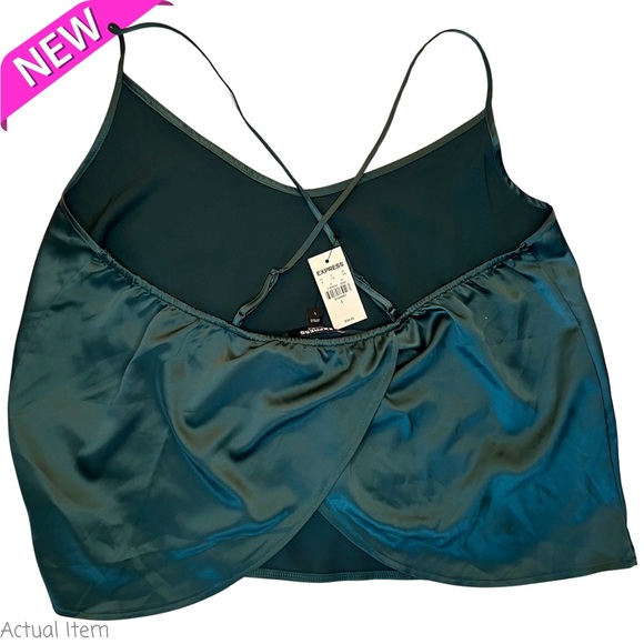 NEW Express Green Satin Tank and Ruffle Shorts Set Size Large - Picture 4 of 8